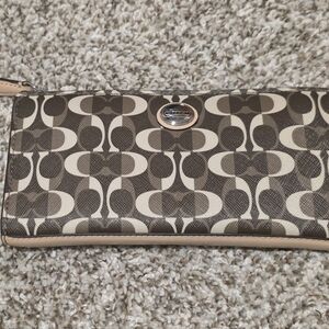 Coach Signature Brown and Cream Wallet